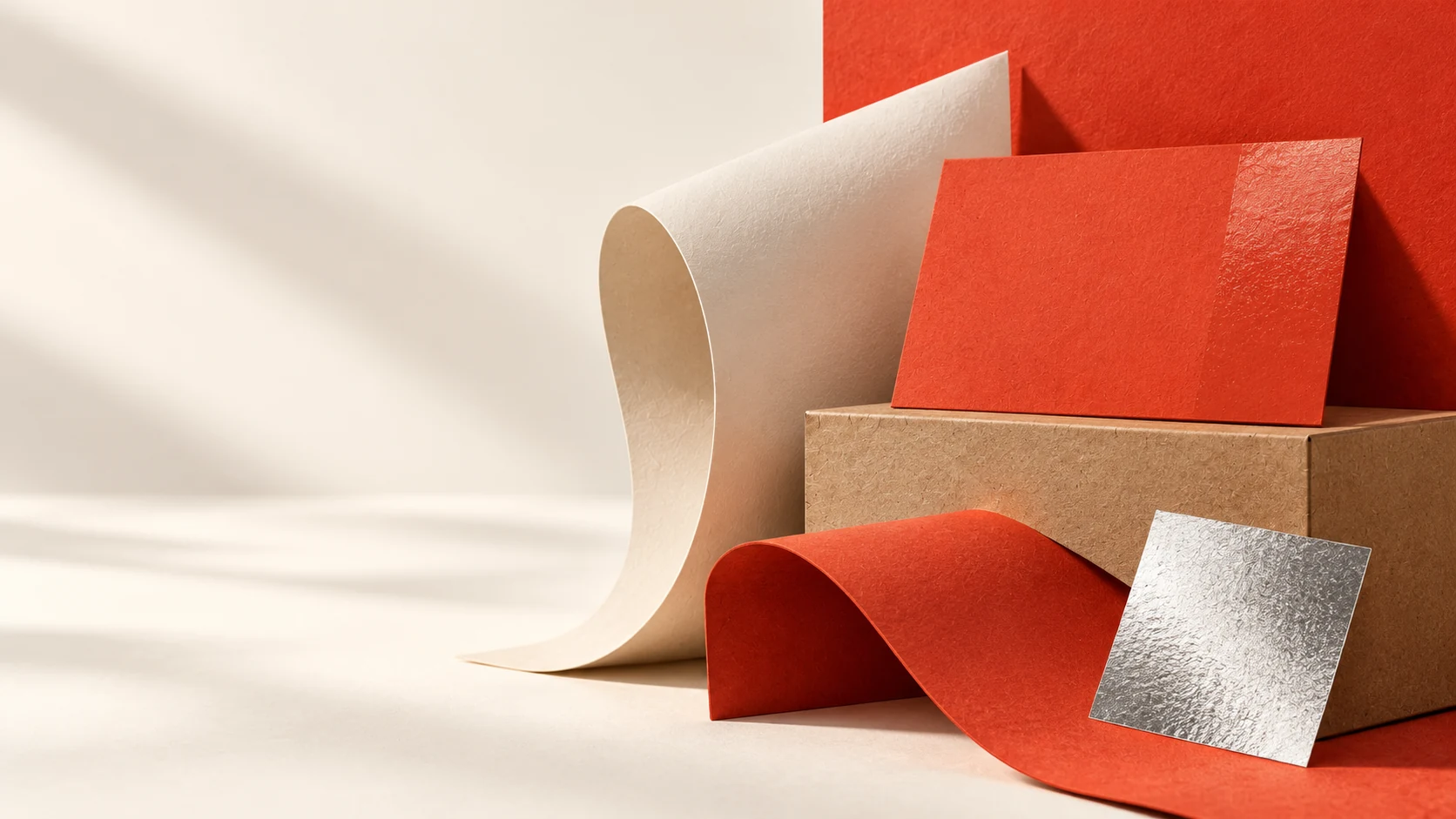 Materialstudie mit Papiermustern und Folien